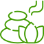 Line art icon of hot stones used in spa massage.