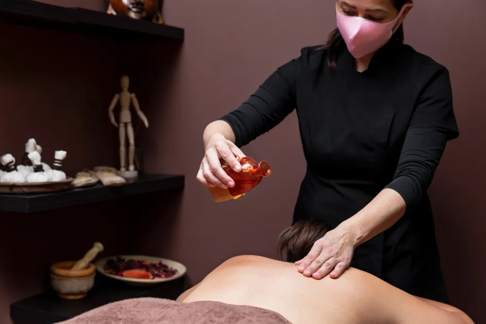 Wine body polish treatment at Blue Lounge Spa - luxury antioxidant skin exfoliation service for radiant glow