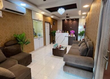 Reception desk at Blue Lounge Spa Aminjikarai Chennai featuring premium interiors and relaxing ambiance for spa guests