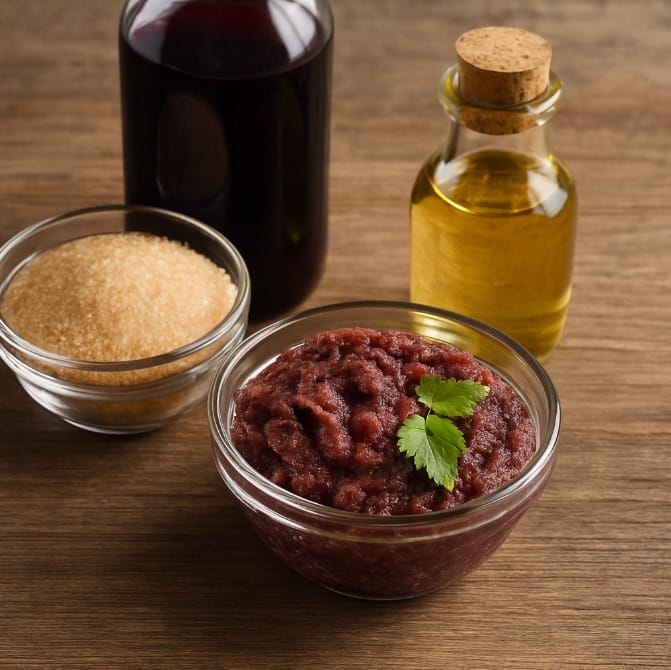 Wine body polish service kit with exfoliating scrub and oils